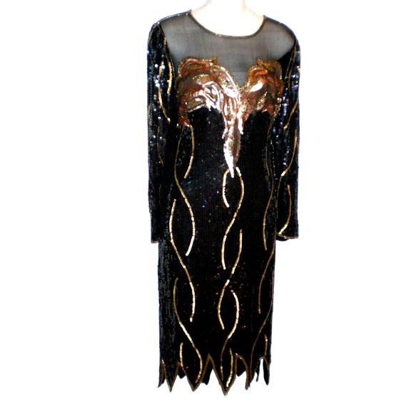Sequined Vintage Rare Party Dress~One of‎ the kind~M